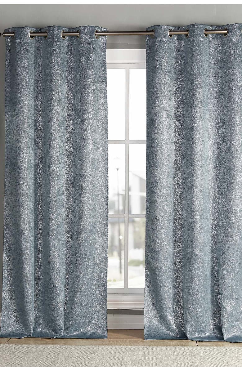 Duck River Textile Maddie Blackout Grommet Curtains 84" - Set of 2 - Slate Blue, Main, color, 