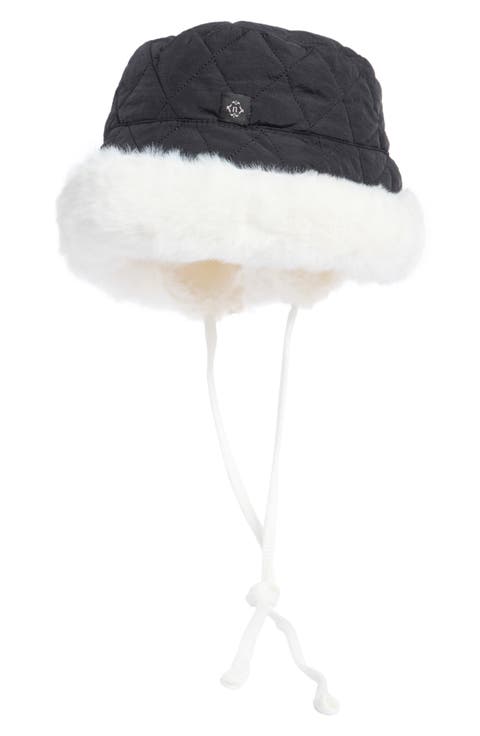 Reversible Faux Fur Quilted Bucket Hat