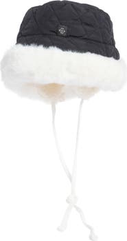 Nanette Lepore Reversible Faux Fur Quilted Bucket Hat