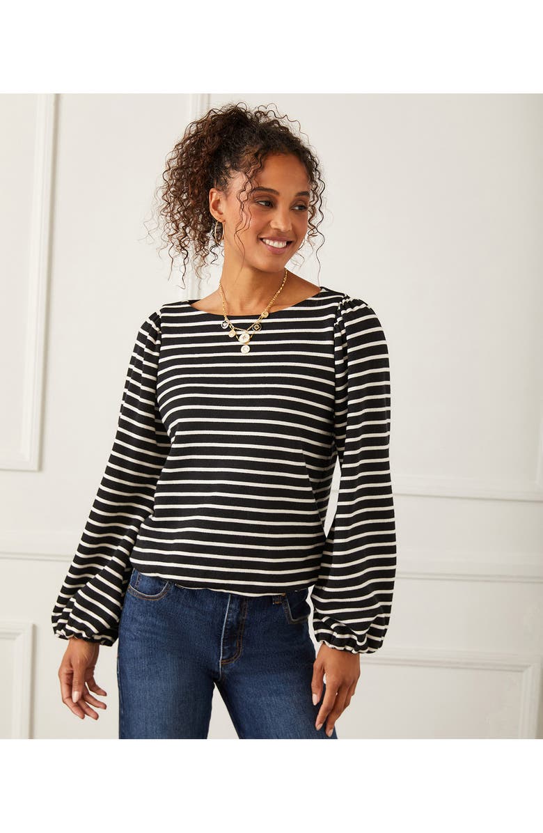 Karen Kane Stripe Boat Neck Top, Alternate, color, 