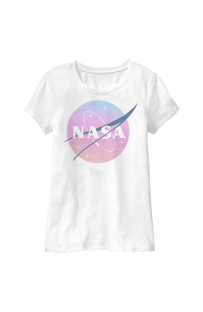 NASA Girl's NASA Dusk Logo  Graphic T-Shirt, Main, color, White