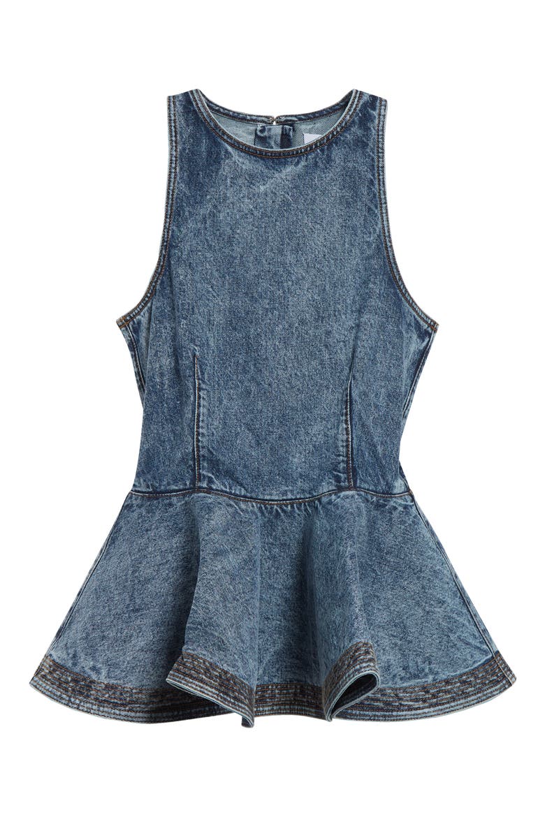Denim Peplum Top, Main, color, BLEU NEIGE