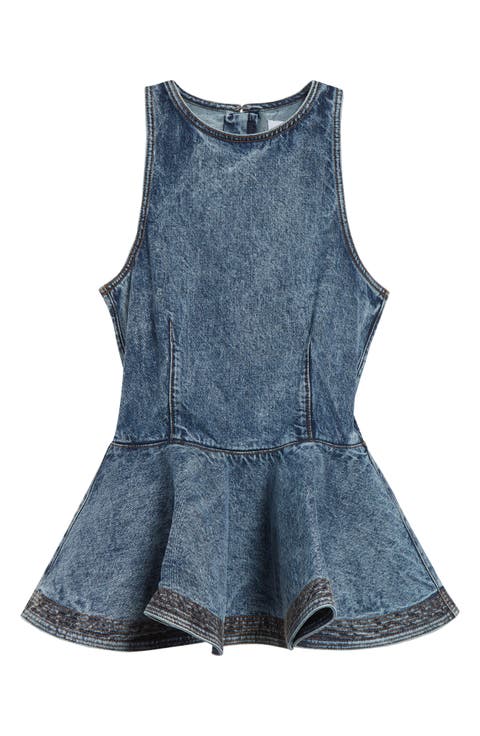 Denim Peplum Top