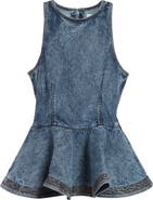 Alaïa Denim Peplum Top