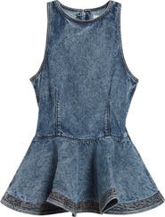Alaïa Denim Peplum Top