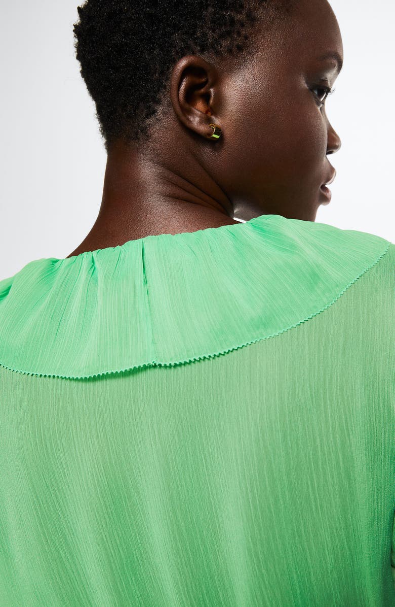 MANGO Ruffle Neck Sheer Blouse, Alternate, color, 