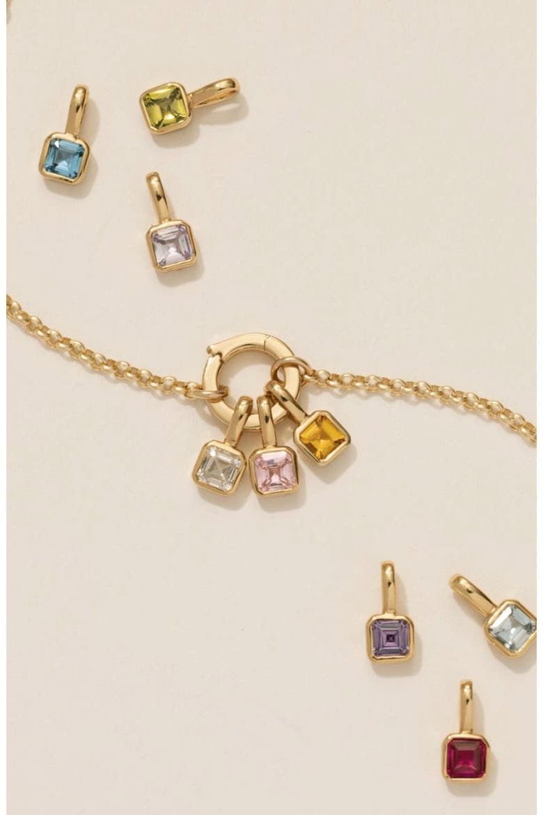 Rolo Charm Necklace with CZ Link Lock, Alternate, color, Gold Filled With CZ Link Lock