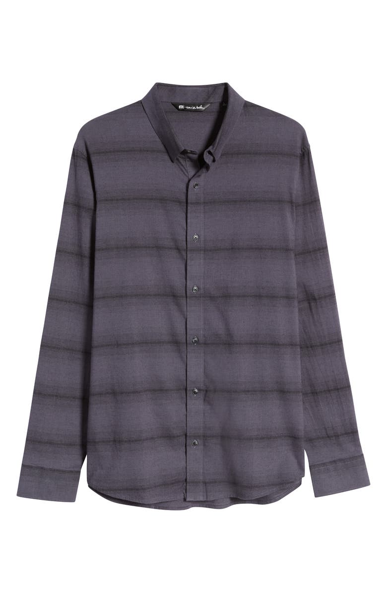 TravisMathew Zeke Stretch Stripe Button-Up Shirt, Alternate, color, Black