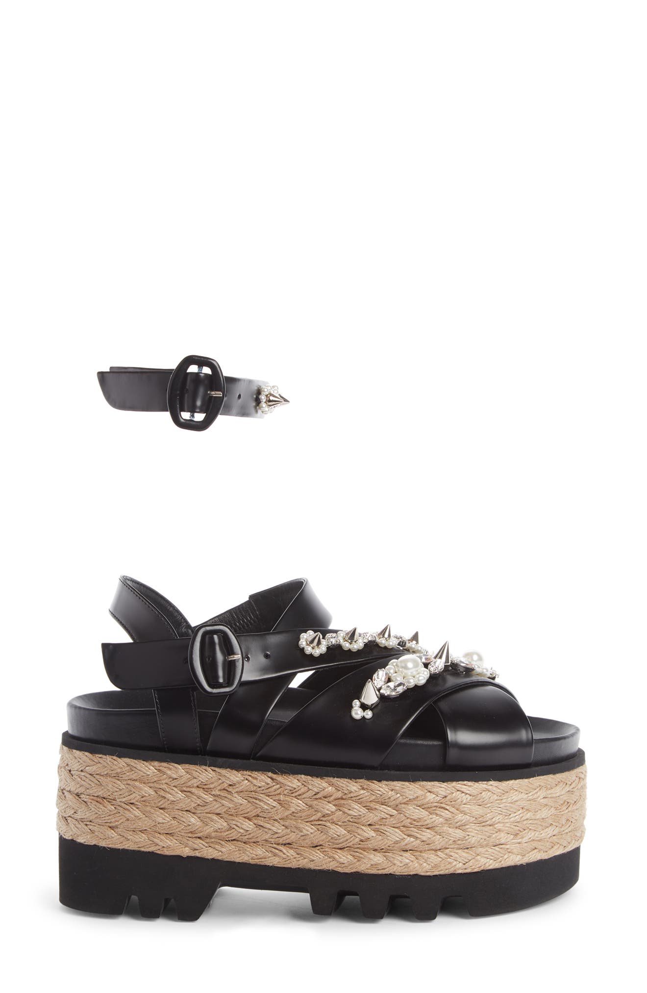 Simone Rocha Embellished Platform Espadrille Sandal, Alternate, color, 