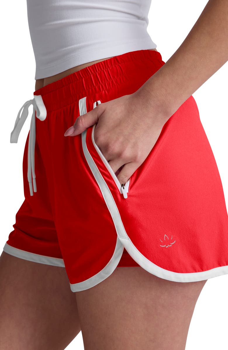 Beyond Yoga Tie Waist Course Shorts, Alternate, color, Chilli Red