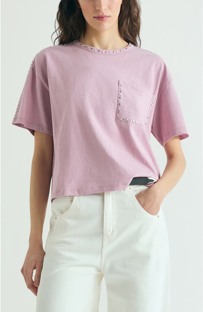 Scalpers Bolsilo Studs T-Shirt, Main, color, Lilac