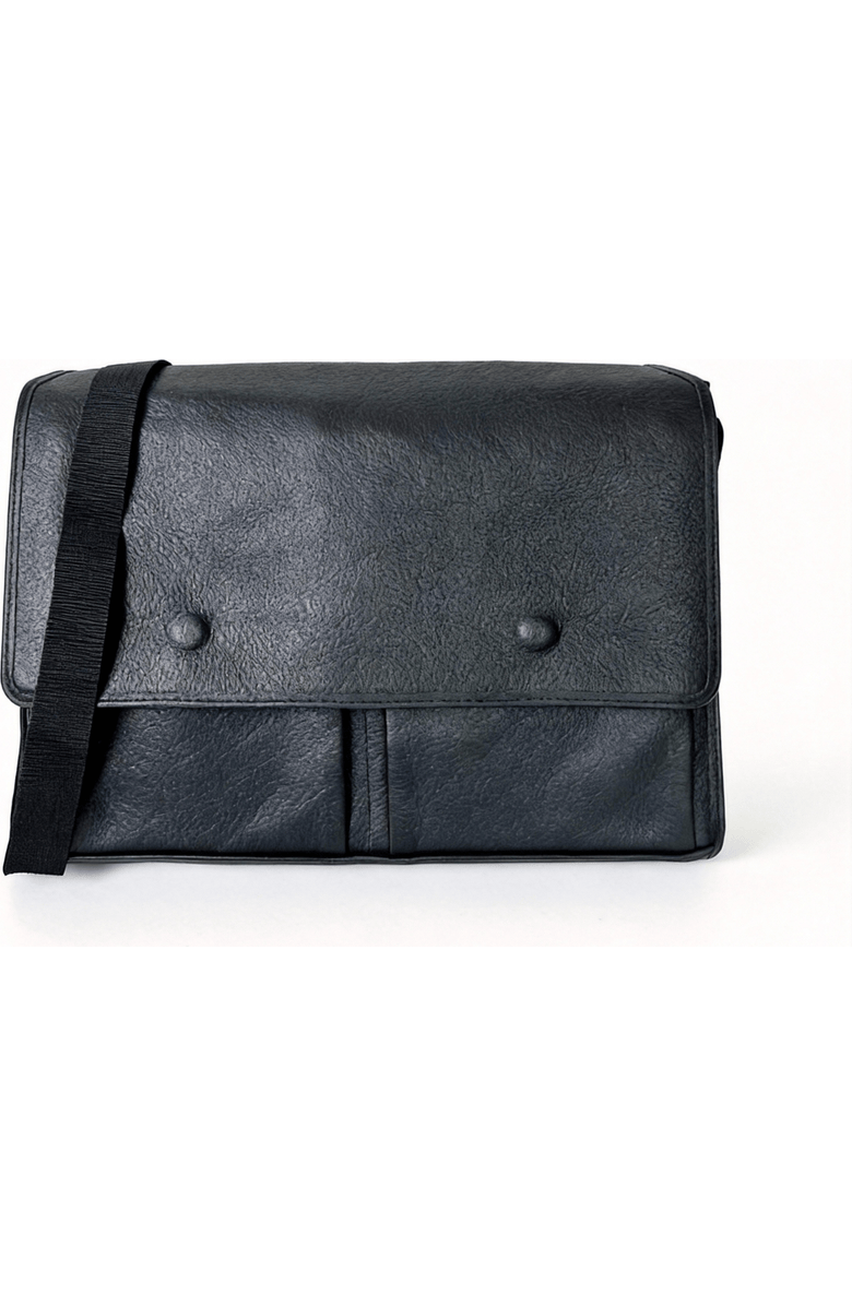 Deux Mains Leather Messenger Bag, Main, color, Black