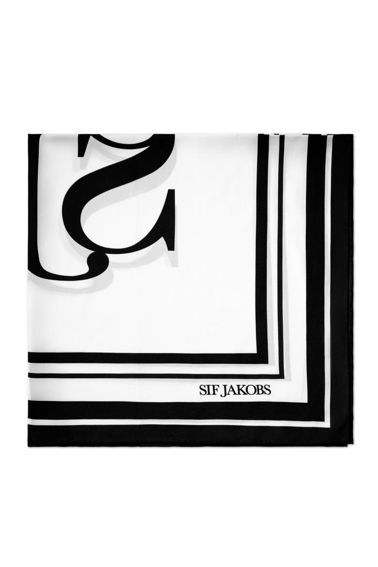 Silk Scarf Square, Alternate, color, Black and White