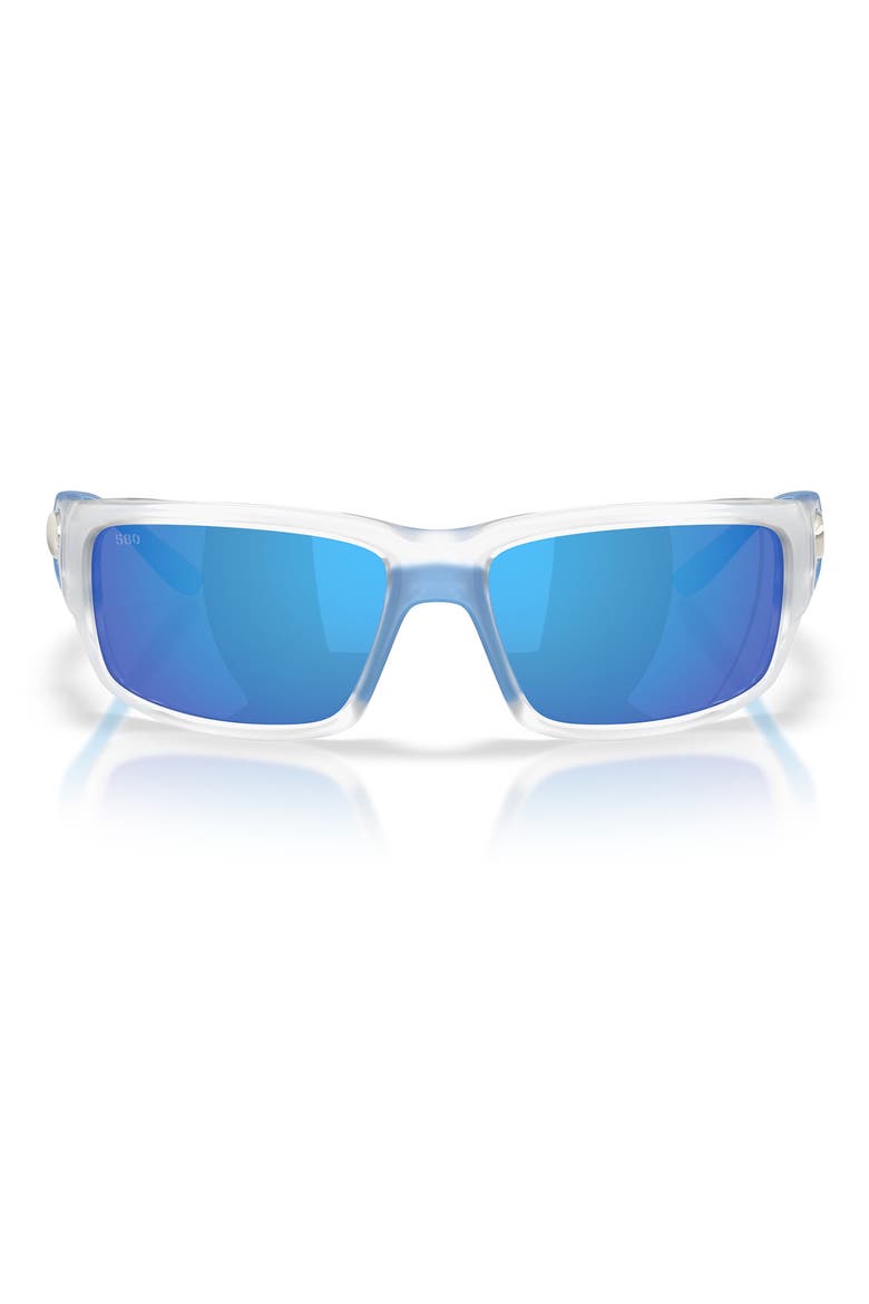 Fantail 60mm Polarized Sunglasses, Main, color, MATTE CLEAR / BLUE MIRROR
