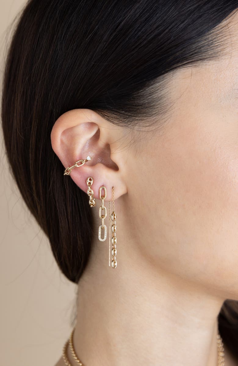 Zoë Chicco Puffed Mariner Threader Earrings, Alternate, color, 14K Yellow Gold