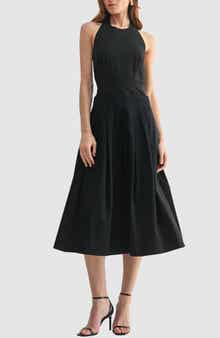 Mila Mae Pleated Halter Cotton Midi Sundress