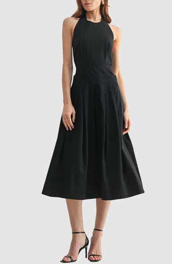 Mila Mae Pleated Halter Cotton Midi Sundress