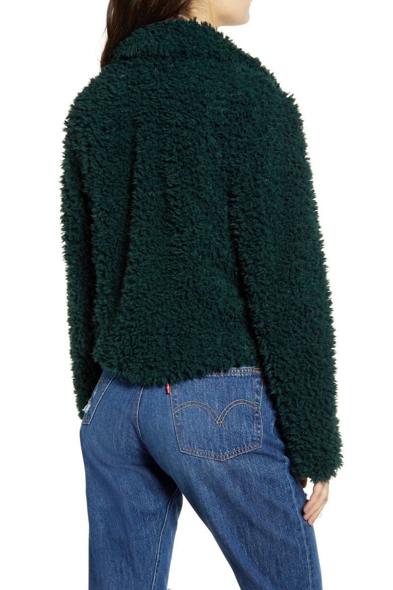 Faux Fur Teddy Coat, Alternate, color, GREEN BOTANICAL