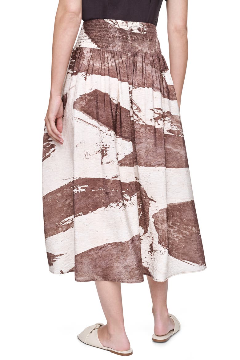 Smock Waist Pleated Skirt, Alternate, color, COCONUT BRUSHSTROKE
