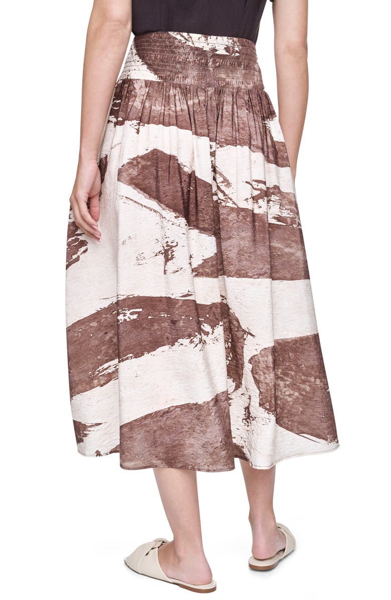 DKNY Smock Waist Pleated Skirt, Alternate, color, Coconut Brushstroke