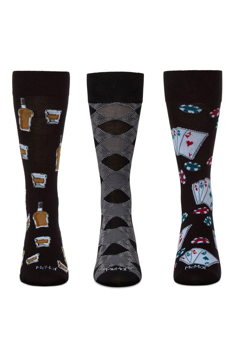 Hobby Assorted 3-Pack Crew Socks, Alternate, color, BLACK