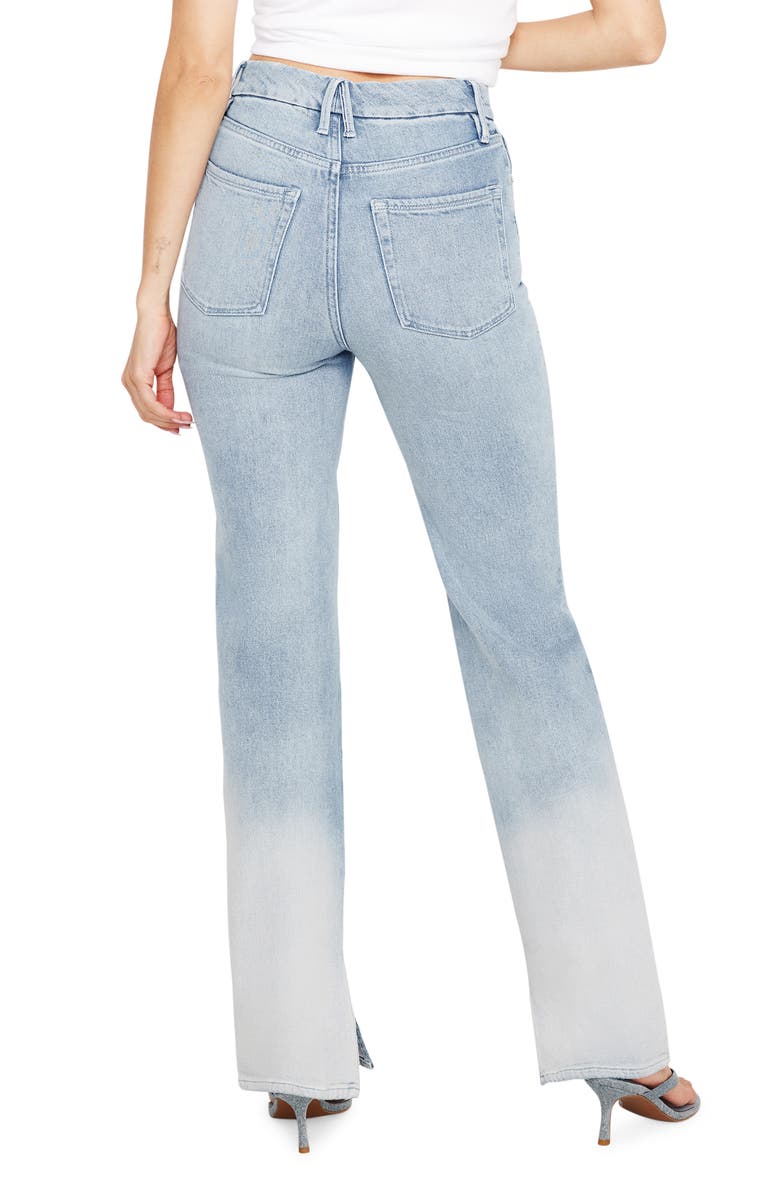 Good American Good Boy High Waist Side Slit Raw Hem Jeans, Alternate, color, Indigo665