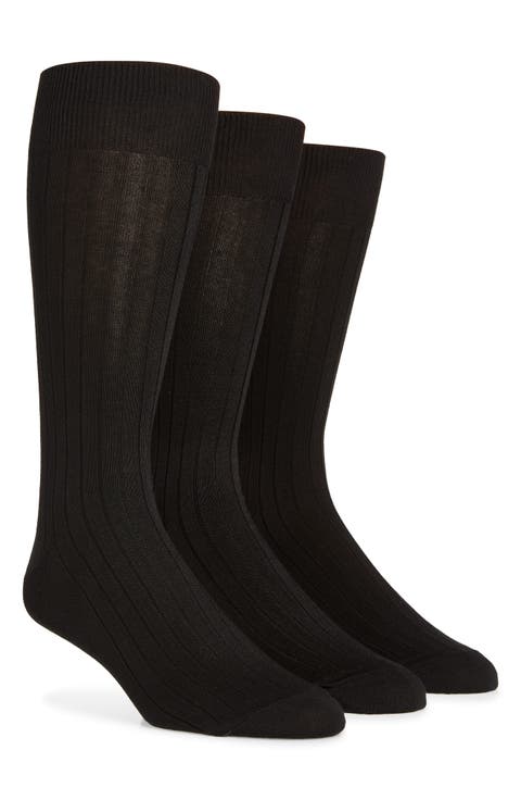 Assorted 3-Pack Cotton Blend Dress Socks