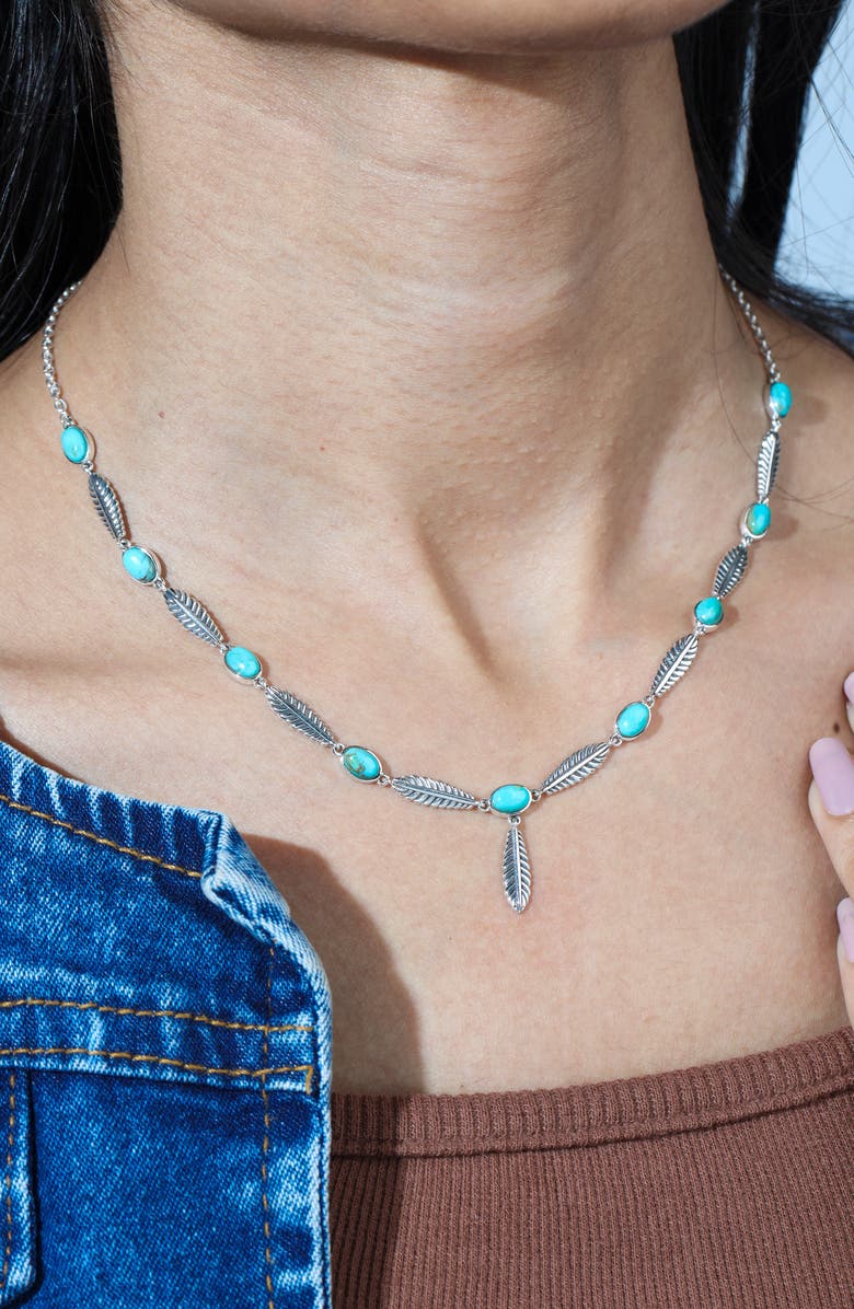 YS GEMS Turquoise Feather Link Pendant Necklace, Alternate, color,