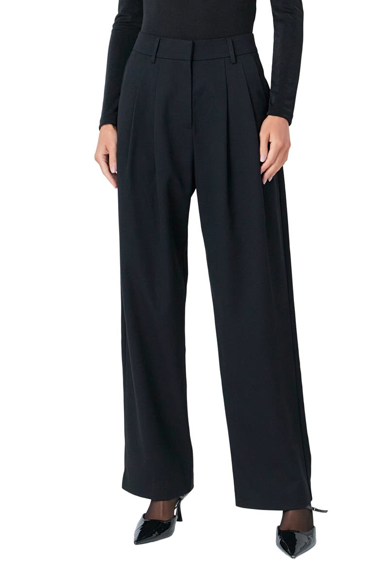 Pleated Wide Leg Pants, Main, color, BLACK