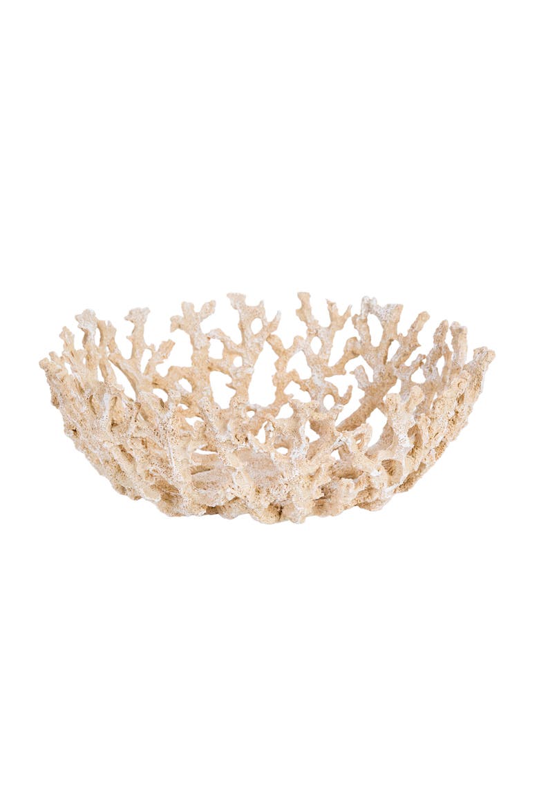 Large Coral Coastal Beach Decorative Bowl, Alternate, color, Yellow
