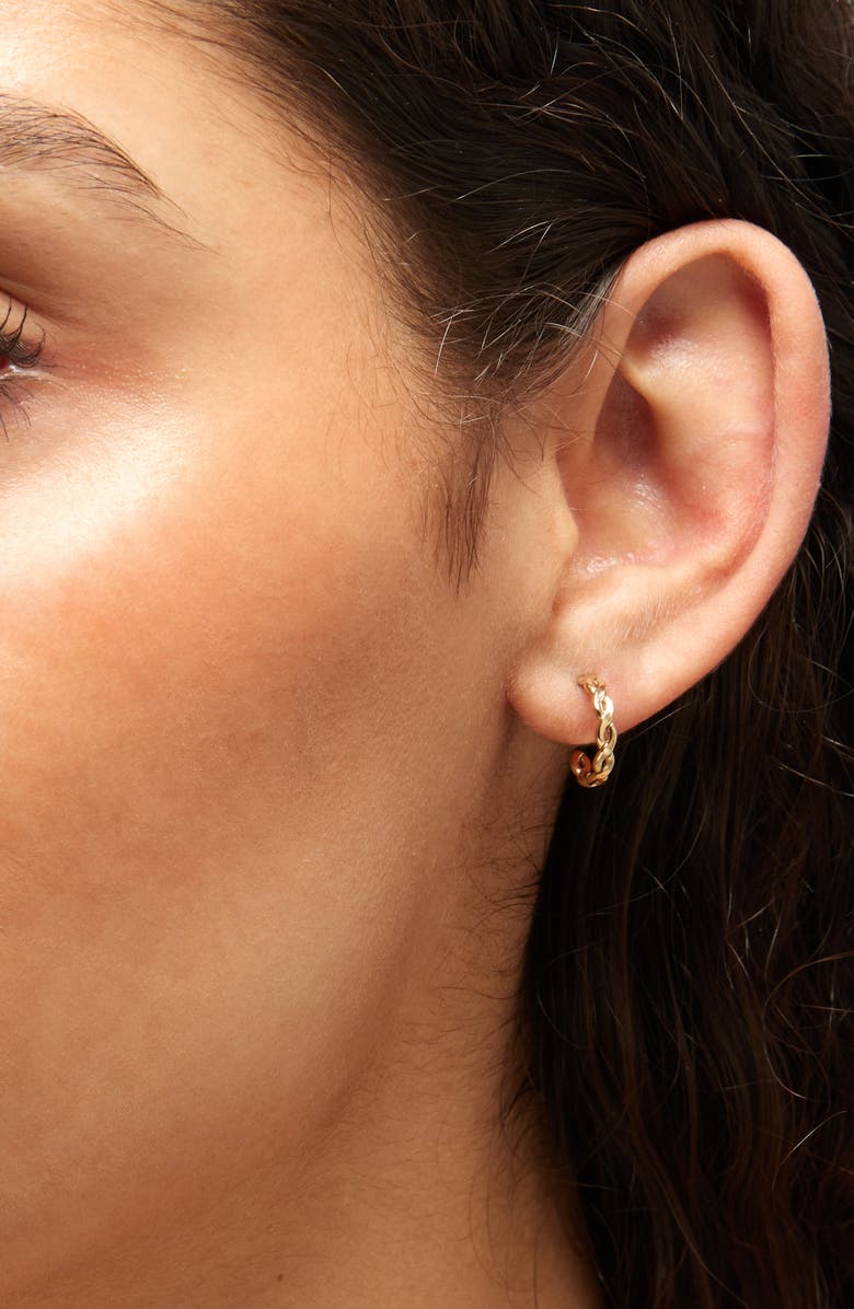 Nashelle Woven Hoop Earrings, Alternate, color, Gold Fill