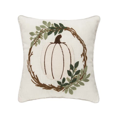 White Pumpkin Wreath Pillow