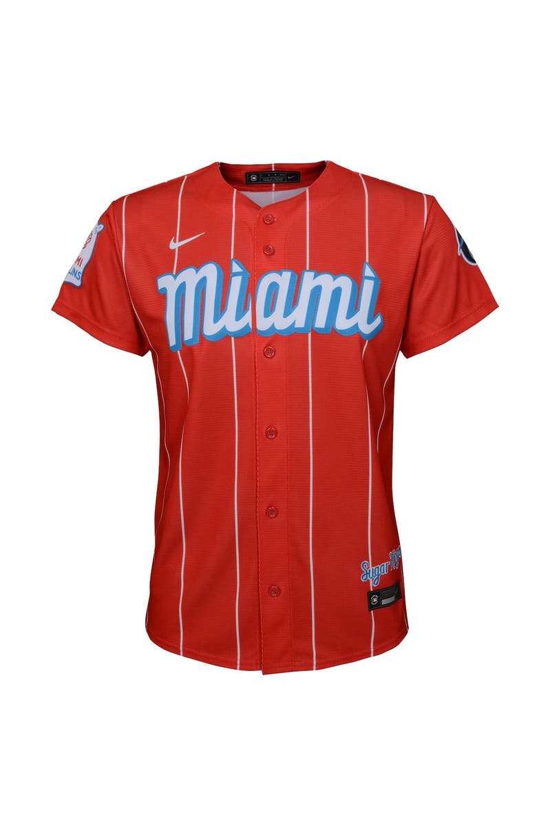 Nike Youth Nike Brian Anderson Red Miami Marlins City Connect Replica Player Jersey, Alternate, color,