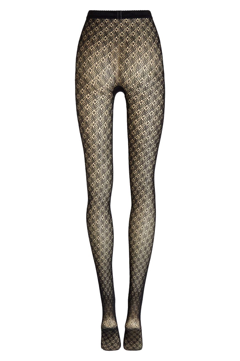 Blossom Net Tights, Alternate, color, BLACK