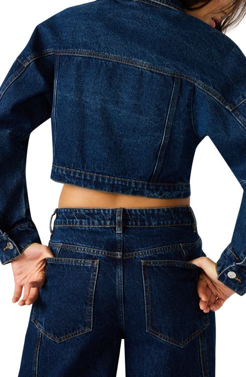 Steve Madden Brixton Crop Denim Jacket In Blue