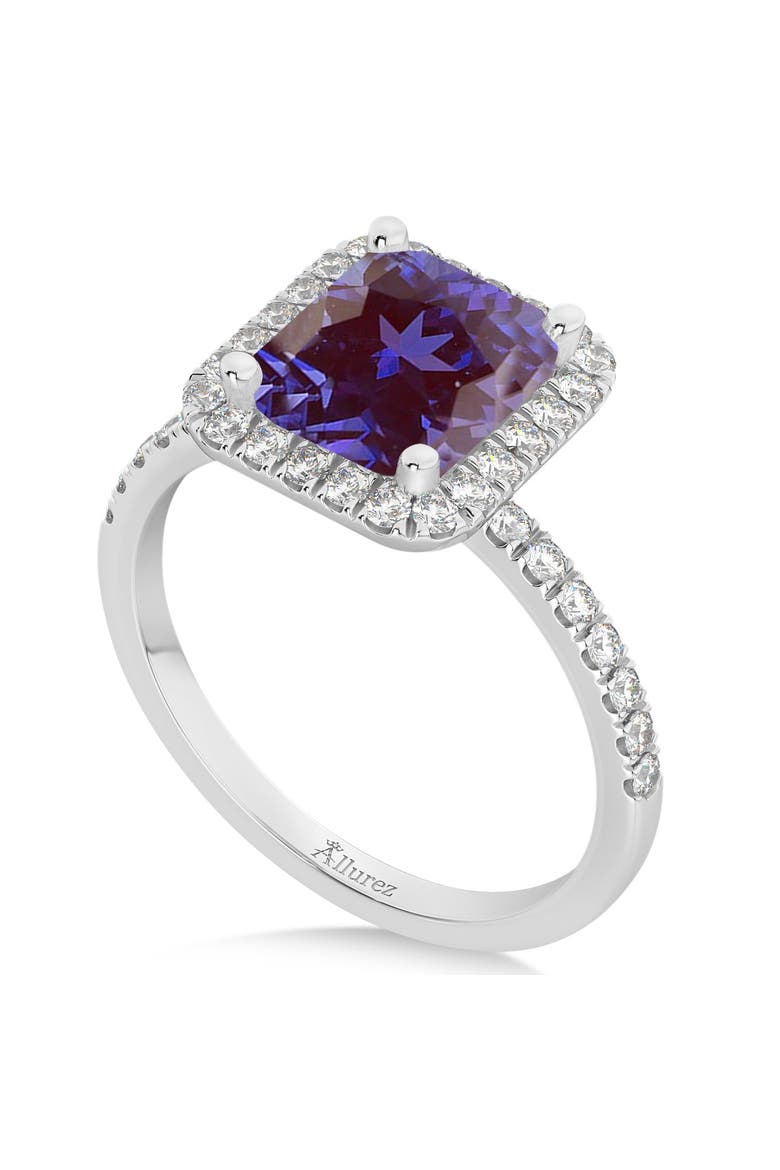 Lab Alexandrite & Diamond Engagement Ring 14k, Alternate, color, 3.32ct/White Gold