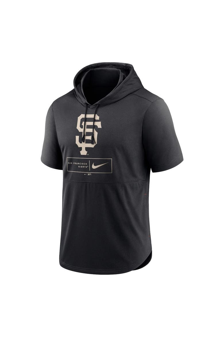 Men's Nike Black San Francisco Giants Logo Lockup Performance Short-Sleeved Pullover Hoodie, Alternate, color, Black