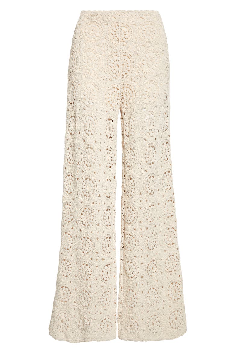 The Crochet Wide Leg Pants, Alternate, color, CREAM