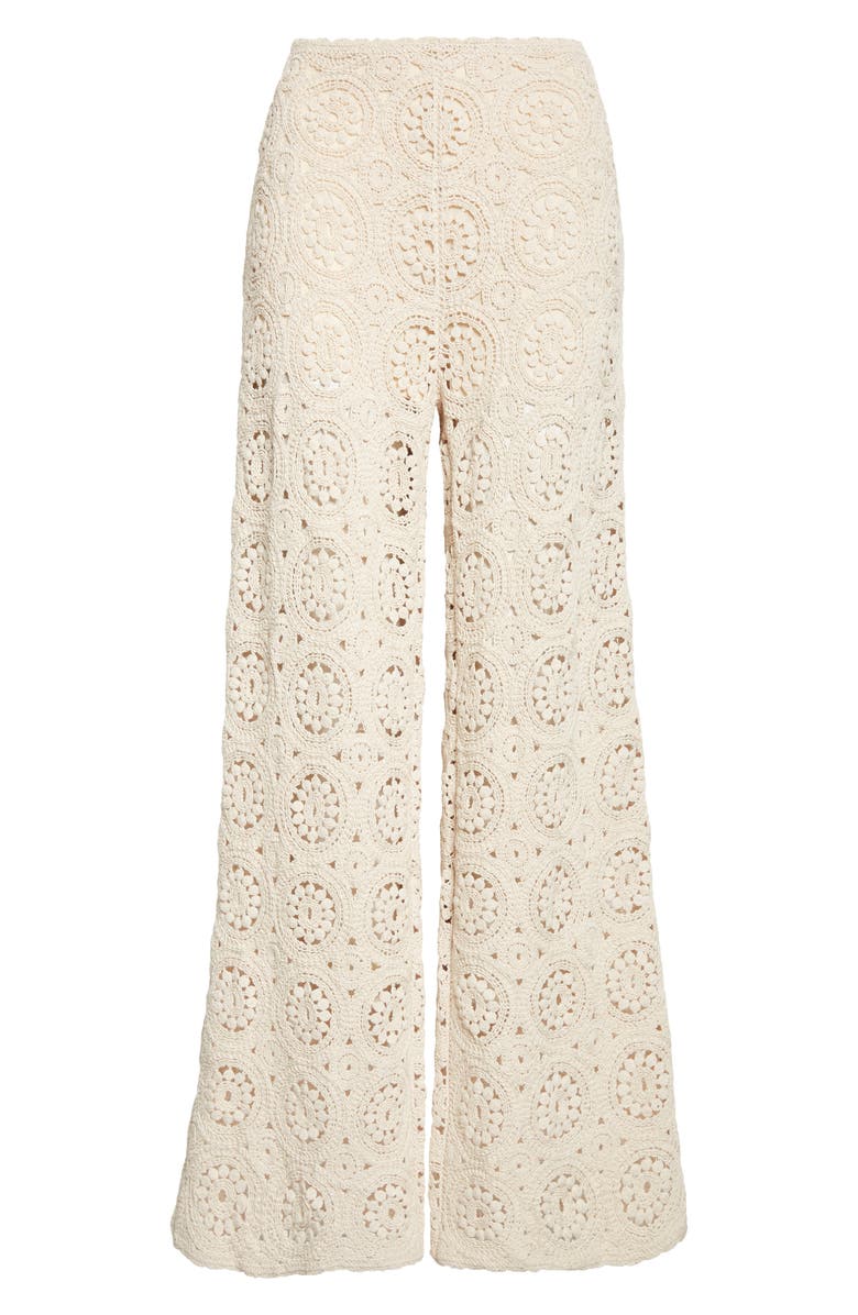 FRAME The Crochet Wide Leg Pants, Alternate, color, Cream