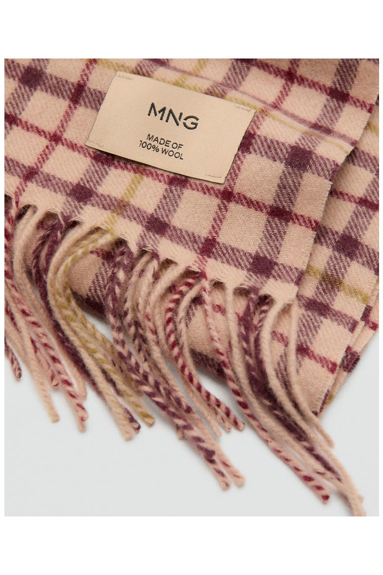 Check Wool Scarf, Alternate, color, BURGUNDY