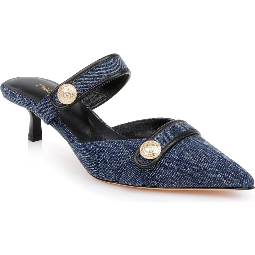 L AGENCE L'AGENCE GILLIANE MARY JANE POINTED TOE KITTEN HEEL MULE