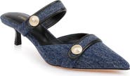 L'AGENCE Gilliane Mary Jane Pointed Toe Kitten Heel Mule