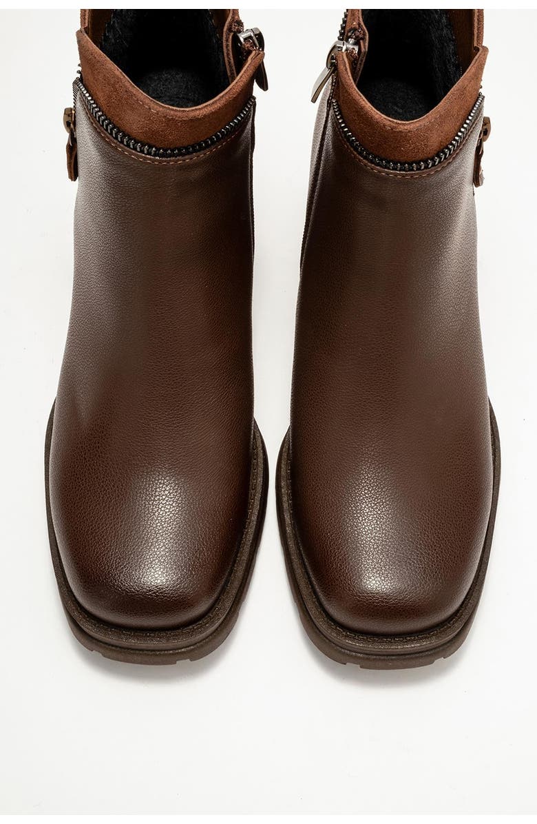 Prologue Shoes Parly Zip-Block Heel Boot, Alternate, color, Brown Faux Leather