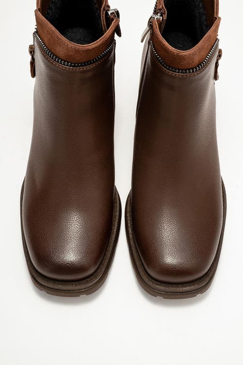Prologue Shoes Parly Zip-block Heel Boot In Brown