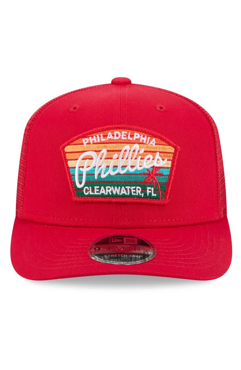 New Era Men's New Era Red Philadelphia Phillies 2025 Spring Training 9SEVENTY Stretch-Snap Trucker Hat, Alternate, color,