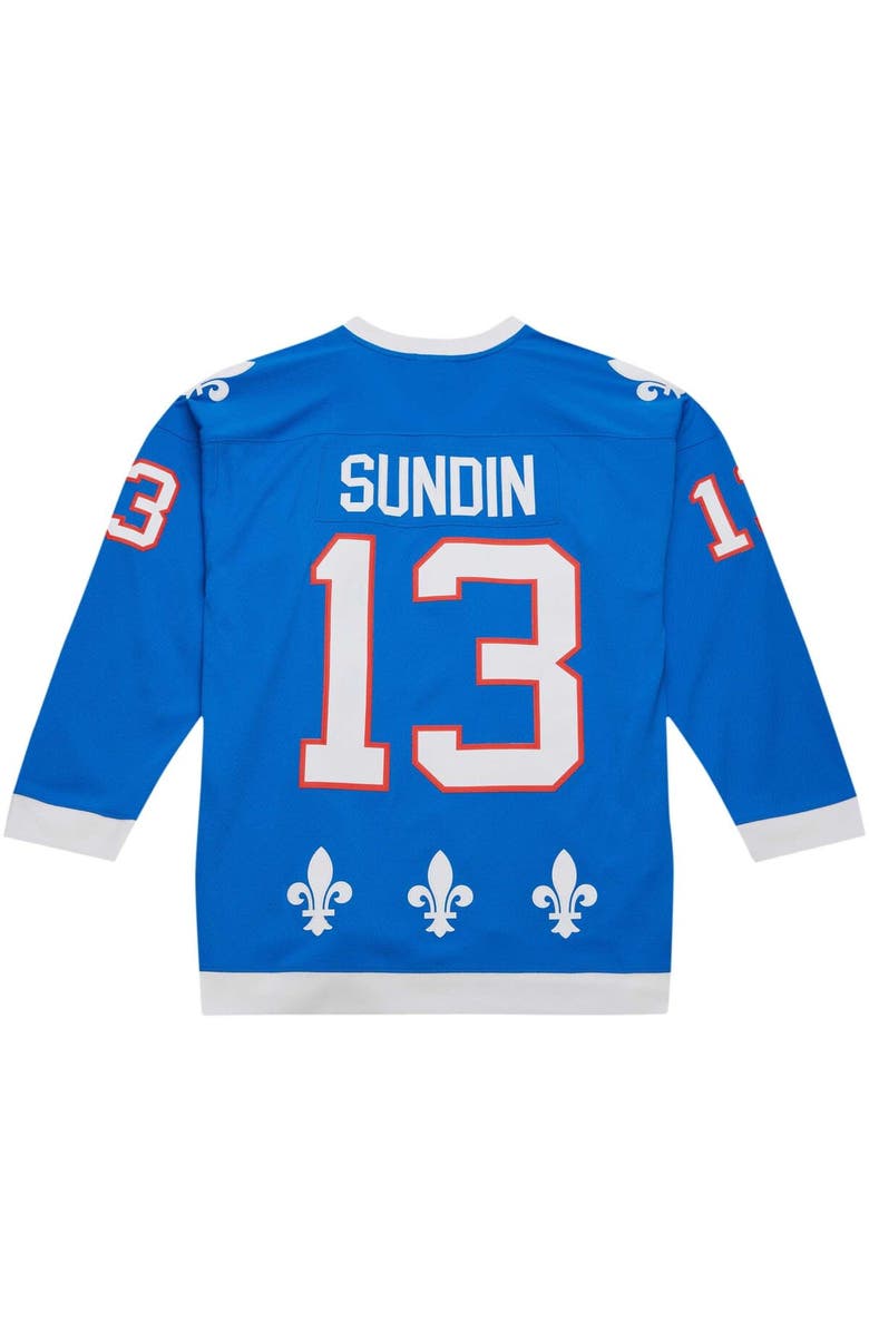 Mitchell & Ness Men's Mitchell & Ness Mats Sundin Blue Quebec Nordiques Vintage Hockey 1992/93 Blue Line Player Jersey, Alternate, color,