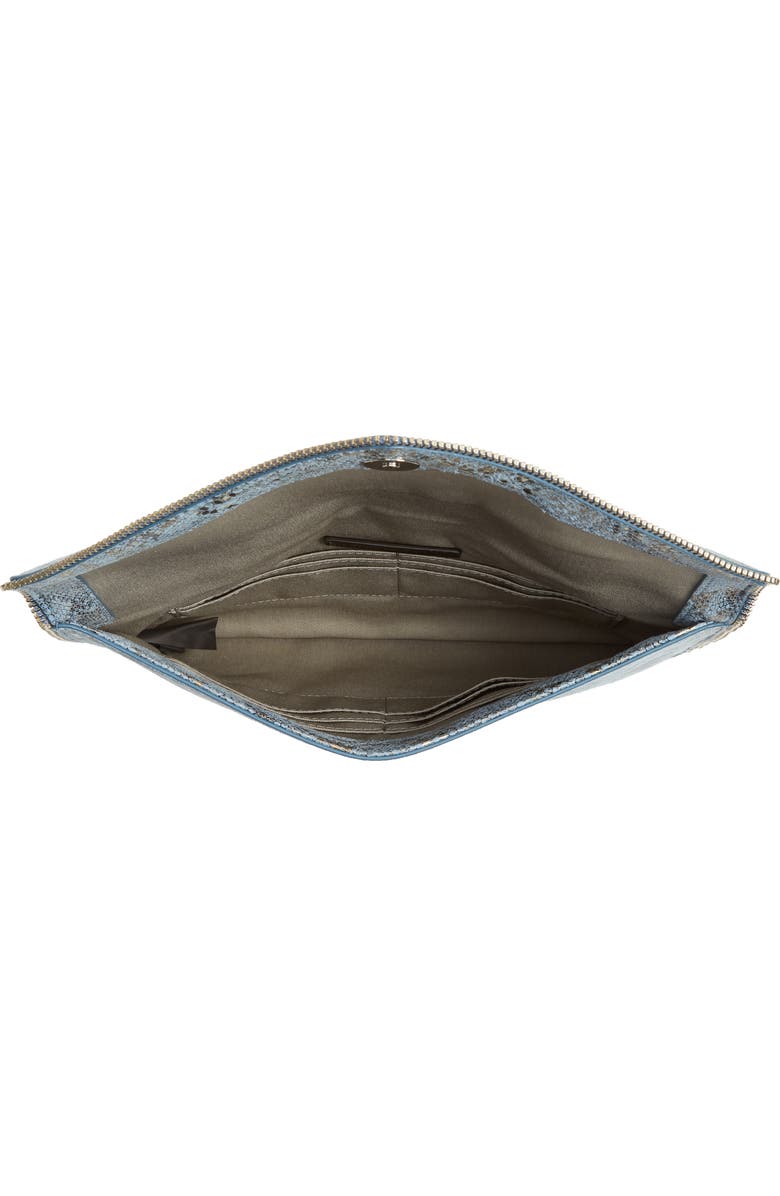 Rebecca Minkoff Leo Snake Embossed Leather Envelope Clutch, Alternate, color,