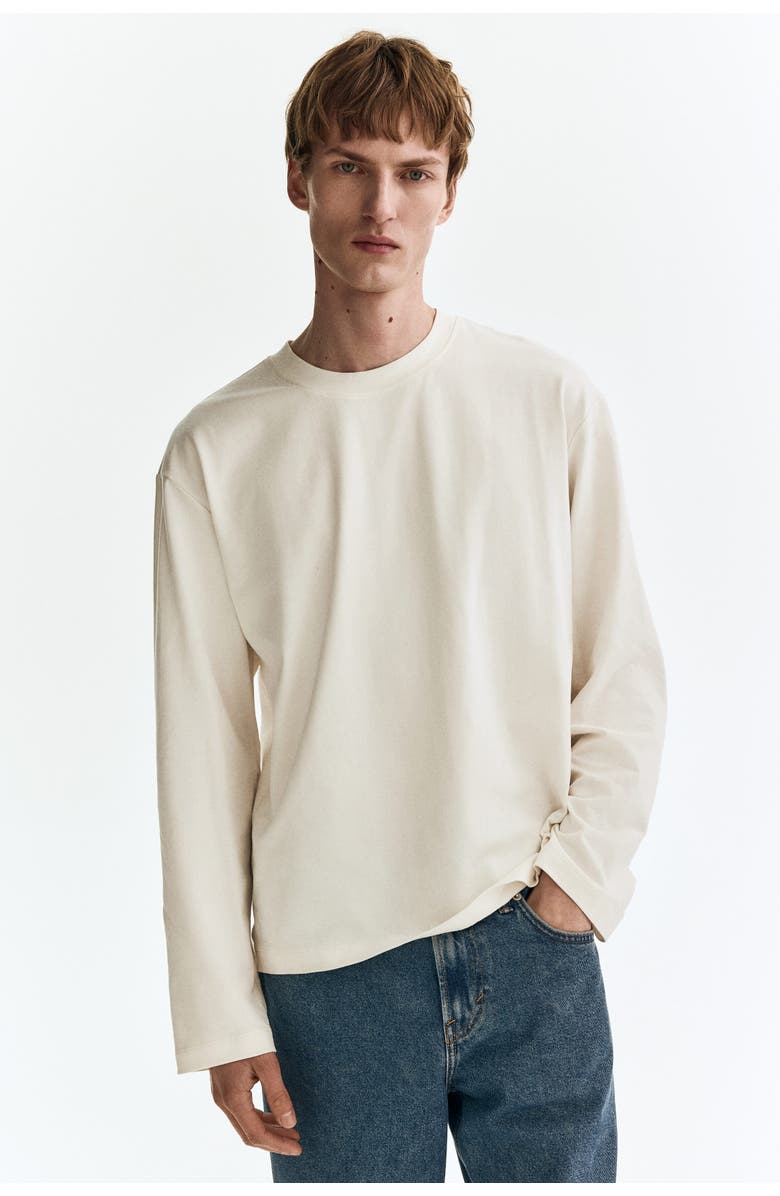 H&M Loose-fit long-sleeved t-shirt, Main, color, White