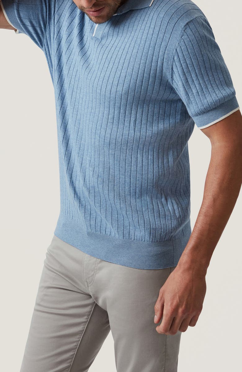 34 Heritage Rib Short Sleeve Polo Sweater, Alternate, color, Blue