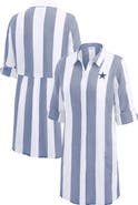 Tommy Bahama Women's Tommy Bahama  Navy/White Dallas Cowboys Rugby Beach Stripe Button-Up Tunic